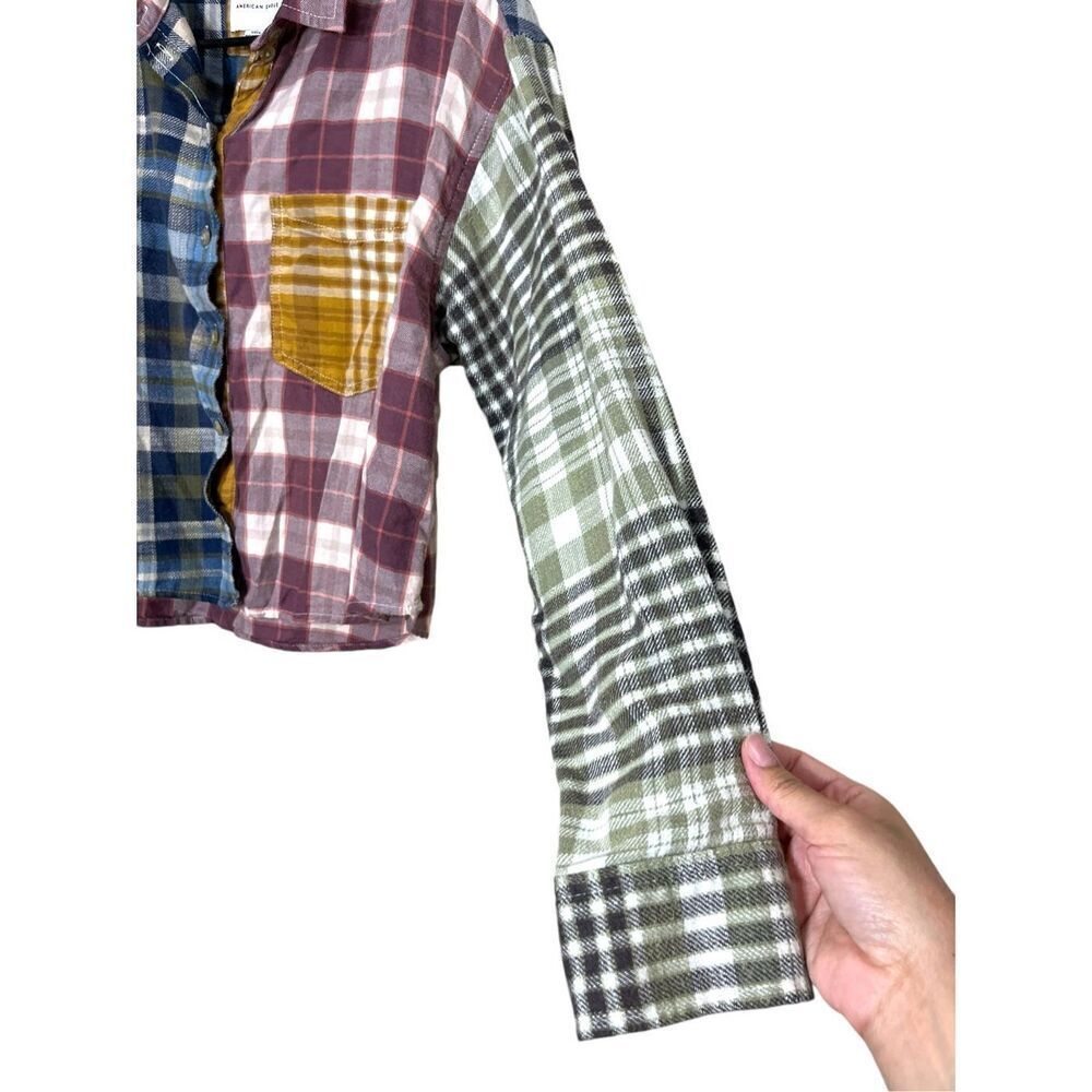 American Eagle Cozy Cabin Cropped Patchwork Plaid… - image 3
